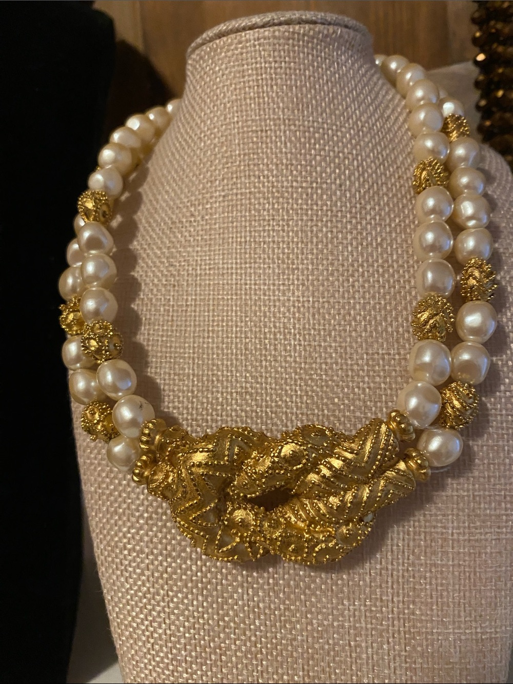 VTG 1998 Franklin Mint Mary McFadden Etruscan 22KGP Knot Necklace